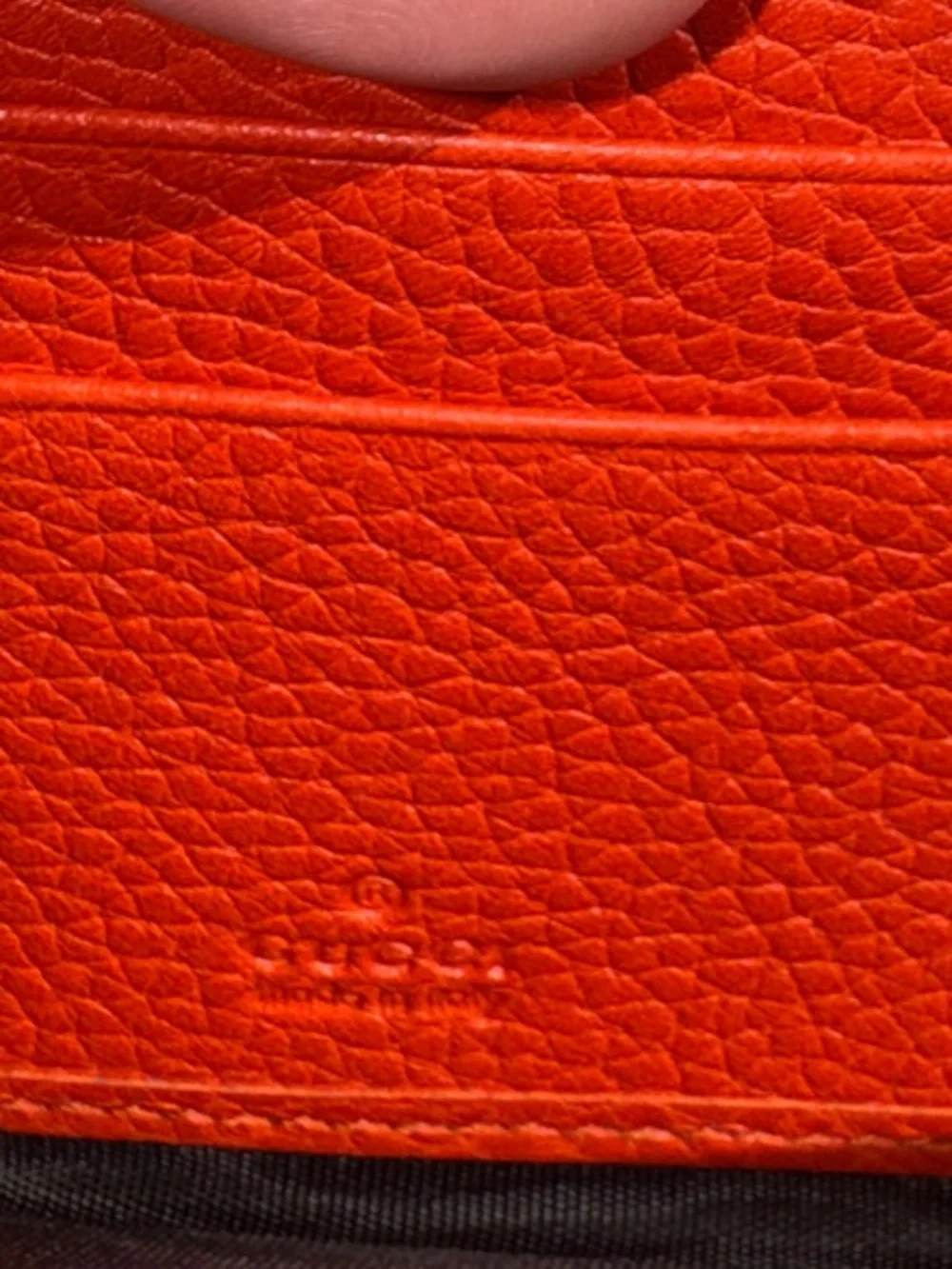 Gucci Orange Pebbled Leather Zip-Around Wallet With Tassle